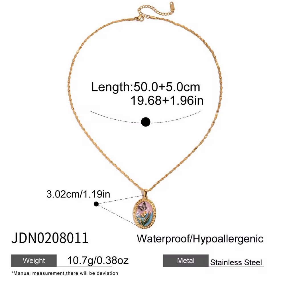 18K Gold Plated Vintage-Inspired Butterfly Flower Pendant Necklace - Picture 6 of 7